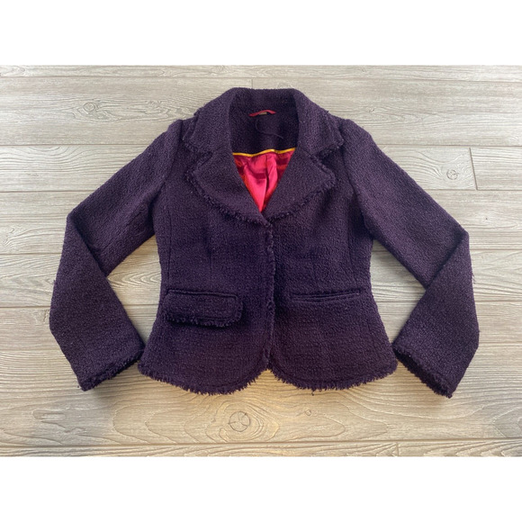 Boden Jackets & Blazers - BODEN Purple Boucle Women's US Size 4 Snap Button Front Blazer Jacket